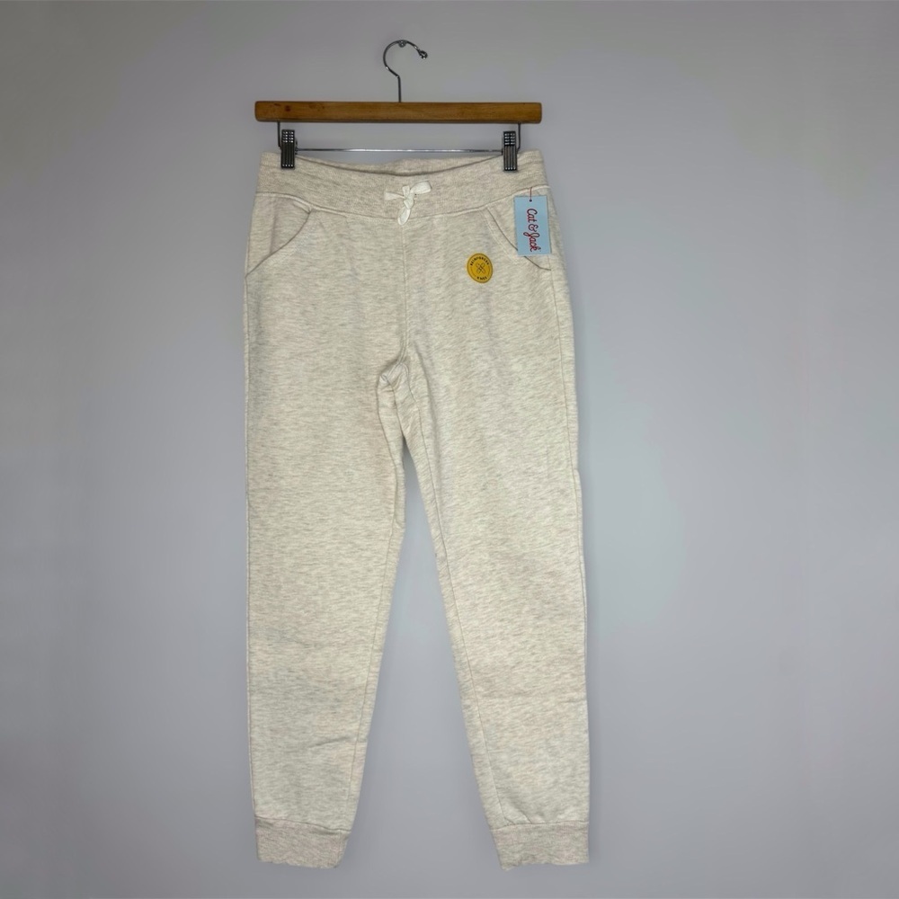 New Cat & Jack Kids Color Oatmeal Heather Drawstring Sweatpants L (10/12) Plus